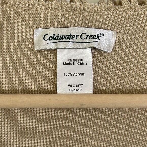 Coldwater Creek Knit Fringe Shawl Wrap Tan Western Cowboy Festival Rodeo Classic - Picture 7 of 9